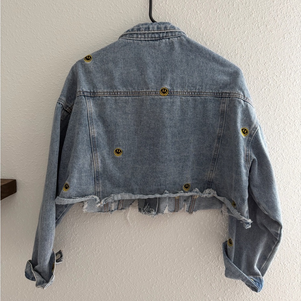 Denim Jacket with Smiley Patches - Picture 10 of 13